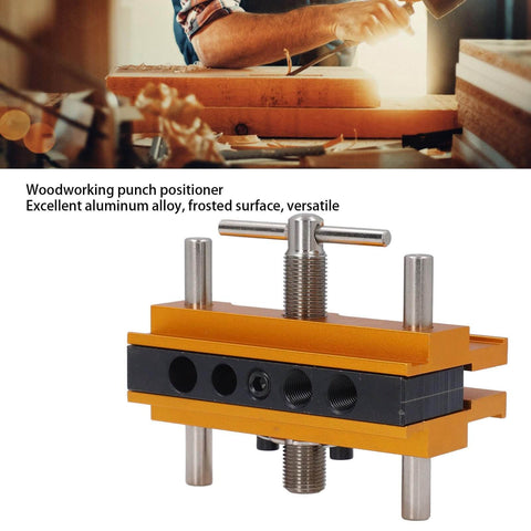 Self Centering Doweling Jig Kit Metric Adjustable Width Drilling Guide with Six Bushings, Aluminum Alloy Gold Finish