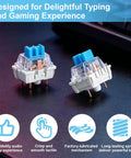 Blue 3 Pin Mechanical Keyboard Clickers Kit For 3D Prints, 50 Pieces Dustproof Switches with clear housing and blue stems