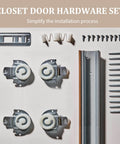 72 Inch Sliding Closet Door Kit With 5 Lite Frosted Glass Panels In White MDF Includes Hardware Track And Floor Guide