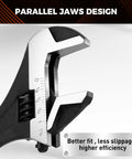 Four Piece Adjustable Wrench Set With 6, 8, 10, 12 Inch Wide Jaw Spanners Black Oxide CRV Steel Parallel Jaws Design Close-Up