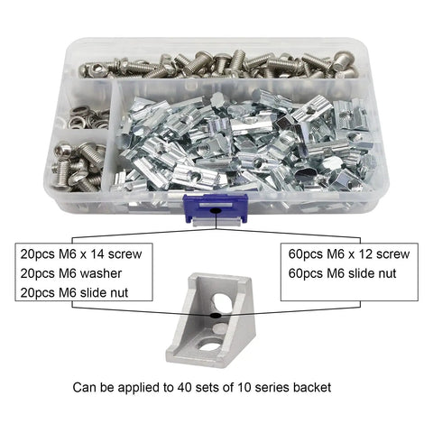 Top Shelf M6 Hardware Bundle Including Screws Slick Slide T Nuts And Flat Washers In Premium Stainless Steel for assembly.