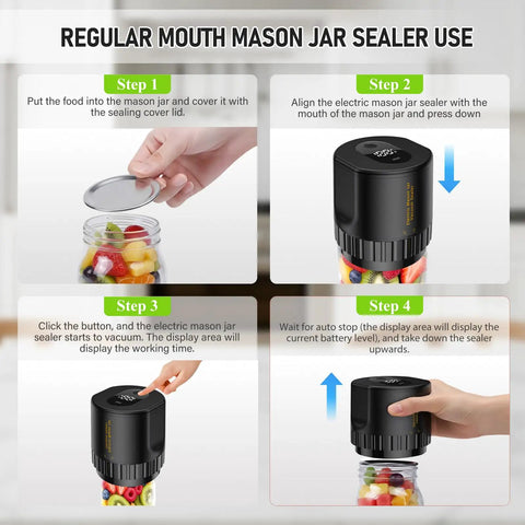 Upgrade Your Pantry Game With This Electric Mason Jar Vacuum Sealer Kit. Step-by-step use with regular mouth jar and sealer.