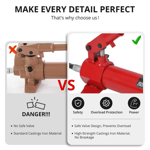 Heavy Duty 12 Ton Porta Power Kit Portable Hydraulic Jack With Flexible Hose And Hard Shell Case Smooth Pumping Auto Body Frame Straightening Tool For Garages Hella Reliable And Shop Ready