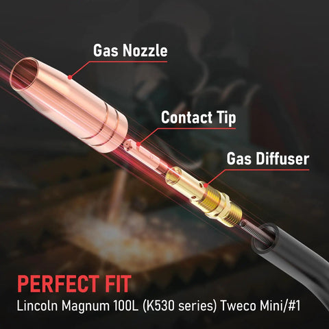 MIG Welding Gun Kit With.030 Tip Nozzle Diffuser For Lincoln Magnum 100L And Tweco Mini No 1 Torches, Direct Fit For Flux 135 Pro And MIG 140 165 185 205 Series, Gear Up Your Welding Game At Home Or Shop