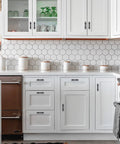 Kitchen cabinets with Black Cabinet Pulls 25 Pack, 3 Inch Hole Center, 5 Inch Total Length, 1/2 Inch Diameter, rust-resistant stainless steel