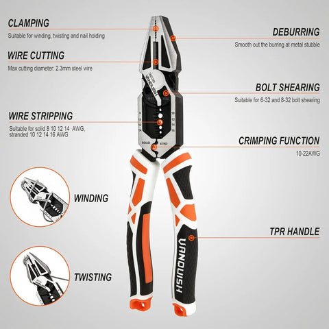 Heavy Duty 2 Piece Pliers Set With Linesman And Long Nose Pliers 8 Inch Multitool For Wire Cutting Stripping Crimping Winding And Deburring Built With CRV Steel For Lasting Tough Performance