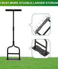 Manual Lawn Aerator With Eleven Iron Spikes For Easy Soil Breakup And Coreless Aeration on grass with detail insets