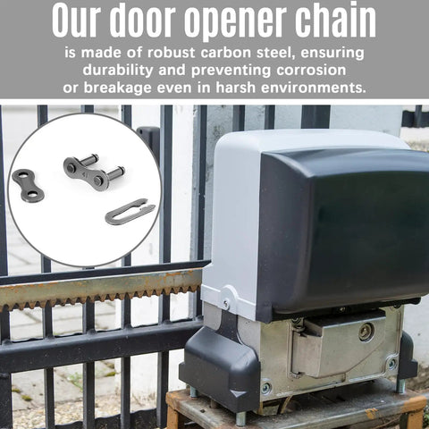 20 Ft #41 Roller Chain With 2 Links Heavy Duty Corrosion Resistant Interchangeable Replacement For Driven Slide Gate Operator and Conveyor System Reliable Performance For Outdoor Use with carbon steel components.