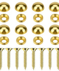 Pure Brass Decorative Screw Covers With Smooth Caps Heavy Duty Self Tapping Bolts For Furniture And Mirror Repairs with washers.