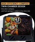 Dual Chamber 43 Gallon Compost Tumbler With Sliding Doors, BPA Free Rotating Batch System For All Season Outdoor Use In Orange