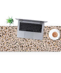 Leopard Print Large Gaming Mouse Pad For Home Office Desk Setup, Oversized 31.5 X 11.8 Inch Laptop And Keyboard Mat with laptop and coffee