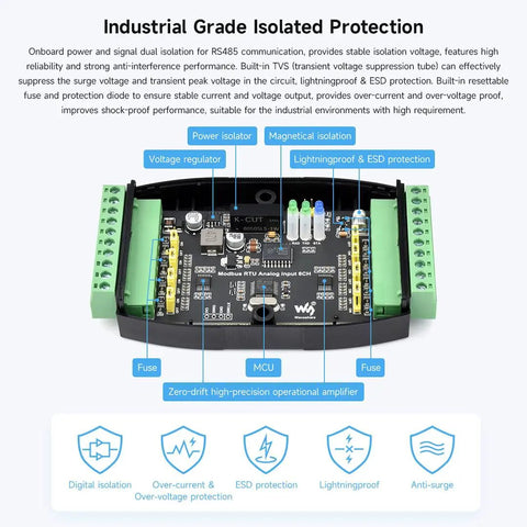 Industrial 8 Channel Analog Acquisition Module With 12 Bit High Precision ADC For Voltage And Current Sensing on table