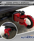 Heavy Duty 2 Inch Shackle Hitch Receiver Kit With Three Quarter Inch D Ring Shackle And Five Eighth Inch Trailer Hitch Lock Pin 45,000 Lbs Break Strength For Off Road Recovery Anti Theft Lock Red attached to vehicle