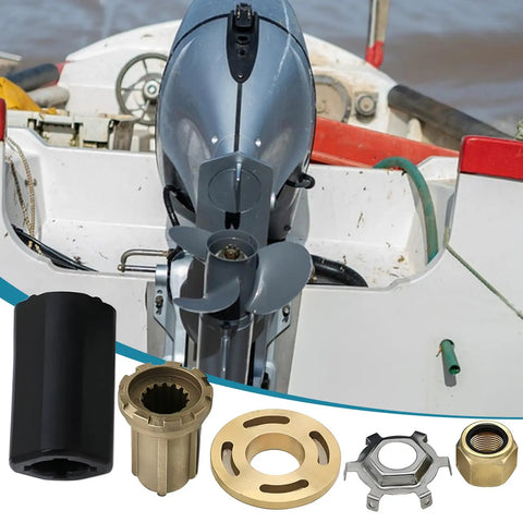 Mercury Prop Hub Kit Alpha One Replacement For 40-60 HP CT, 70-250 HP, Force 90-120, Verado 150-300 Brass Material With Thrust Washer, Drive Sleeve, Drive Sleeve Adapter, Tabbed Lock Washer And Locking Nut For Smooth Power Transfer