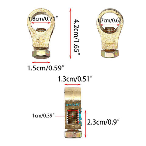 Two Pairs Pure Copper Battery Terminal Clips For Cars With Washers And Gaskets Positive And Negative Top Post Cable Connectors