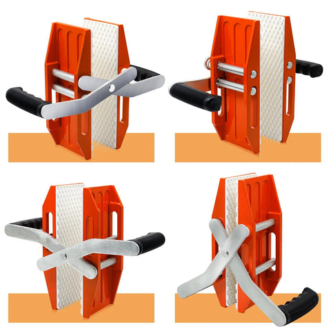2-pack granite carrying clamps with white rubber-lined jaws and orange frames for lifting marble, glass, slabs and plywood