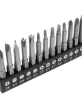 Heavy Duty 13 Piece Special Shape Screwdriver Insert Bit Set With Phillips Slotted Spanner Y Style Triangle And Inner Cross Heads arranged on a holder.