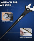 Three Piece Adjustable Spud Wrench Set, 10 Inch, 12 Inch And 16 Inch, Chrome Vanadium Steel, Black Oxide Finish, Crowbar Tail