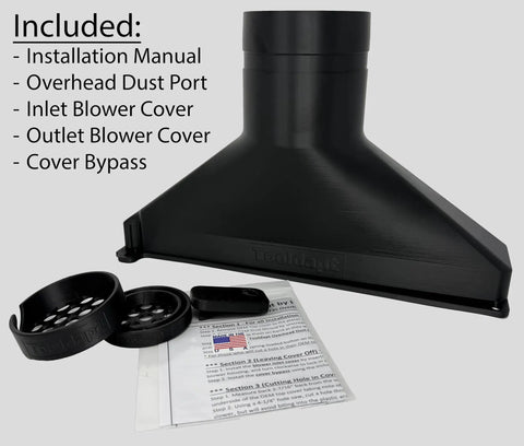 Overhead Dust Port Upgrade for 4 Inch Hose Fits DW735 and DW735X Planers, DIY Friendly Install With Or Without OEM Cover, USA Made Durable Construction for Cleaner Workspaces and Dust Collection, Heavy Duty Accessory visible with included components and installation manual