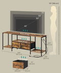 Dimensions and specifications of No Sweat Setup Industrial TV Stand With Built In Power Outlets And Chill Led Ambiance Lighting, 70 Inch Media Console.