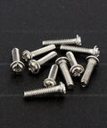 Badass Slick Stainless Steel Micro Screws And Nuts Kit For Eyeglasses Smartwatches Phones Tablets Laptop Repair Assorted Tiny Fasteners laid out on black surface.