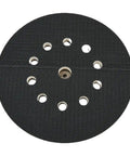 9 Inch 10 Hole Drywall Sanding Pad Quick Swap Hook And Loop Backing Plate Compatible With Dustless Orbital Sanders, showing top view with holes.