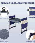 Heavy Duty 2 In 1 Garden Kneeler and Seat Foldable Stool with wide kneeling pad, sturdy steel, 4 pockets, supports 380 lb, blue-black