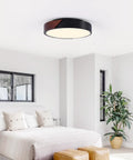 Super Stylish Modern Black Flush Mount Ceiling Light With Natural Wood Accents For That Cool Farmhouse Look Round Three Light Fixture