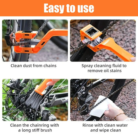 Two Pack Upgraded 4 Sided Bike Chain Washer with Fully Enclosed Chain Cleaning Brushes, ergonomic handle in use