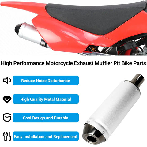 One Point One Inch Motorcycle Slip On Muffler Universal 28mm Exhaust Silencer for Dirt Bikes side view with installation features