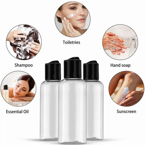 5 Pack 3.4 Oz Travel Bottles With Labels Leakproof Plastic Containers TSA Approved Travel Size Empty Bottles Set For Toiletries