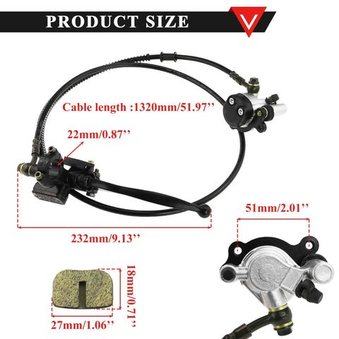Hydraulic Brake Master Cylinder Caliper With Pad For Trail Mini Bike CT100U CC100X And Other Mini Bikes MBX10 MBX11 MM-B80 MM-B105 98cc