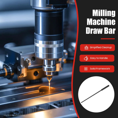 Milling Machine Draw Bar With 7/16 Inch Thread, Beefy Heavy Duty R8 Pull Rod For Bridgeport Style Mills, Overall Drawbar, High Concentricity And Rigidity, Durable Steel Build For Reliable Tool Holding And Long Life on milling machine spindle