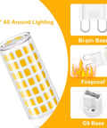 G9 LED Bulbs 6W Soft White 3000K Bi Pin Base 600LM 60W Halogen Equivalent Ceramic Base Chandelier Bulbs with fireproof G9 base