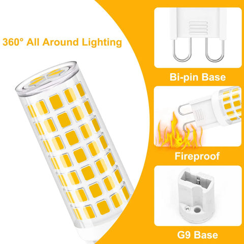 G9 LED Bulbs 6W Soft White 3000K Bi Pin Base 600LM 60W Halogen Equivalent Ceramic Base Chandelier Bulbs with fireproof G9 base
