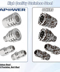 APOWER stainless steel 3/8-inch pressure washer quick-connect fittings kit, 8-piece set