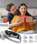 Super Lightweight Cordless Electric Scissors With 4V Battery And LED Light next to a gift box, showcasing ergonomic design for craft projects.