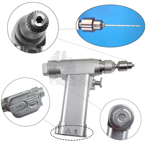 Professional Veterinary Mini Electric Bone Drill With Dual Batteries Adjustable Chuck And Sterilization Case For Sharp Small Animal Surgery Kicking Out 800 To 1200 Rpm Slick Operation close-up of drill head and adjustable chuck