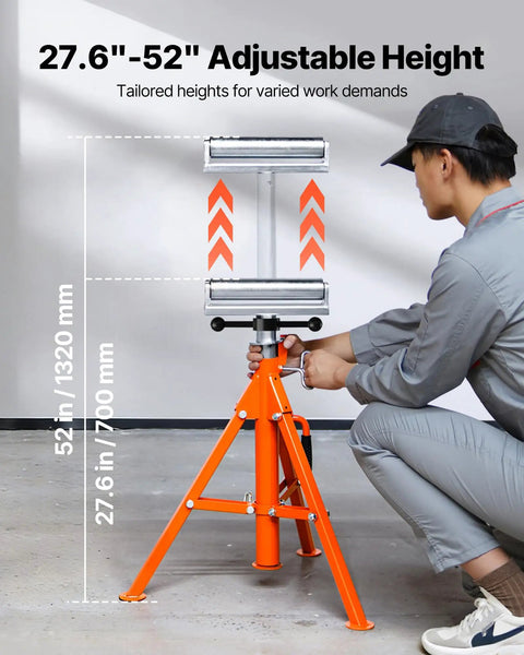 Built Tough Heavy Duty Roller Stand With Adjustable Height From Twenty Seven To Fifty Two Inches For Woodworking And Metalworking Outfeed Table providing rock solid support for loads up to 2500 pounds in your garage.