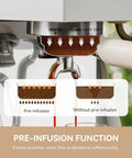 Close-up of pre-infusion function on OPV Espresso Machine With Milk Frother Steam Wand, 20 Bar Max Pressure, 58mm Portafilter