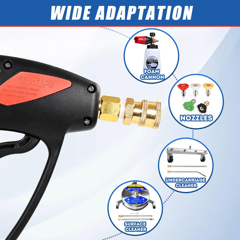 Swivel Power Washer Gun Kit With Extension Wand Adjustable Spray 360 Degree Swivel 4000 PSI 7 GPM Quick Connect M22 14mm adapter