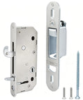 Top Shelf Two Panel Sliding Patio Door Lock And Receiver Kit Replacement For Smooth Gliding Exterior Security Latch showing lock and receiver.
