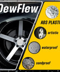 DewFlew wheel with ABS plastic artistic design, highlighting waterproof and sandproof features.