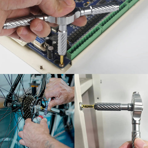30 In 1 T Type Ratcheting Screwdriver Set With Magnetic Driver Kit used on electronics, bicycle, and furniture