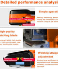 Real Deal Portable Electric Strapping Machine Automatic Hot Melt Welding Tool Battery Powered Handheld Banding Kit close-up features operation buttons.