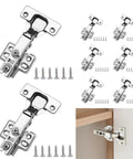 8 Pack Short Arm Kitchen Cabinet Hinges Set With 4 Pairs 105 Degree Soft Close Adjustable Concealed Full Overlay Hinges With Mounting Screws