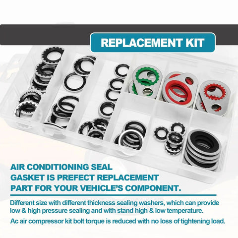 60 Piece AC System Compressor Gasket Seals Kit With 9 Sizes Bonded Seal Washers For Air Conditioning Port Seals on display