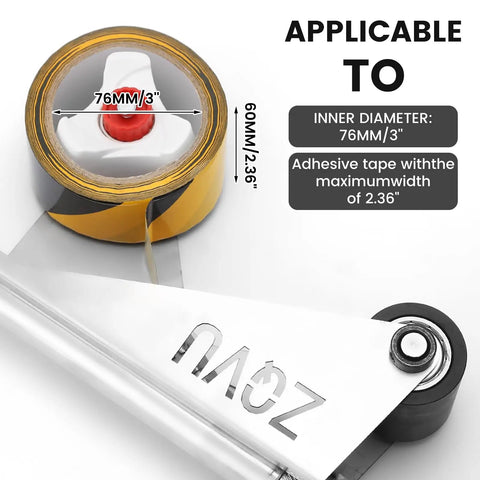 Floor Tape Applicator Manual Stainless Steel Heavy Duty Tool For Construction Sites Durable Corrosion Resistant Frame With Smooth Bearing Design Delivers Quick, Precise Tape Application And Long Lasting Performance. with tape roll, 76mm core