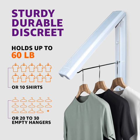 Collapsible Laundry Rack For Small Spaces That Mounts On Wall Or Door, Holds Up To 60 Lbs, Heavy Duty Over The Door Hanger, picture