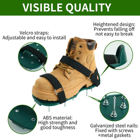 Lawn Aerator Shoes With Durable Spikes And Adjustable Straps For Grass Aeration, Heavy Duty ABS Construction For Yard Work, Spiked Sandals